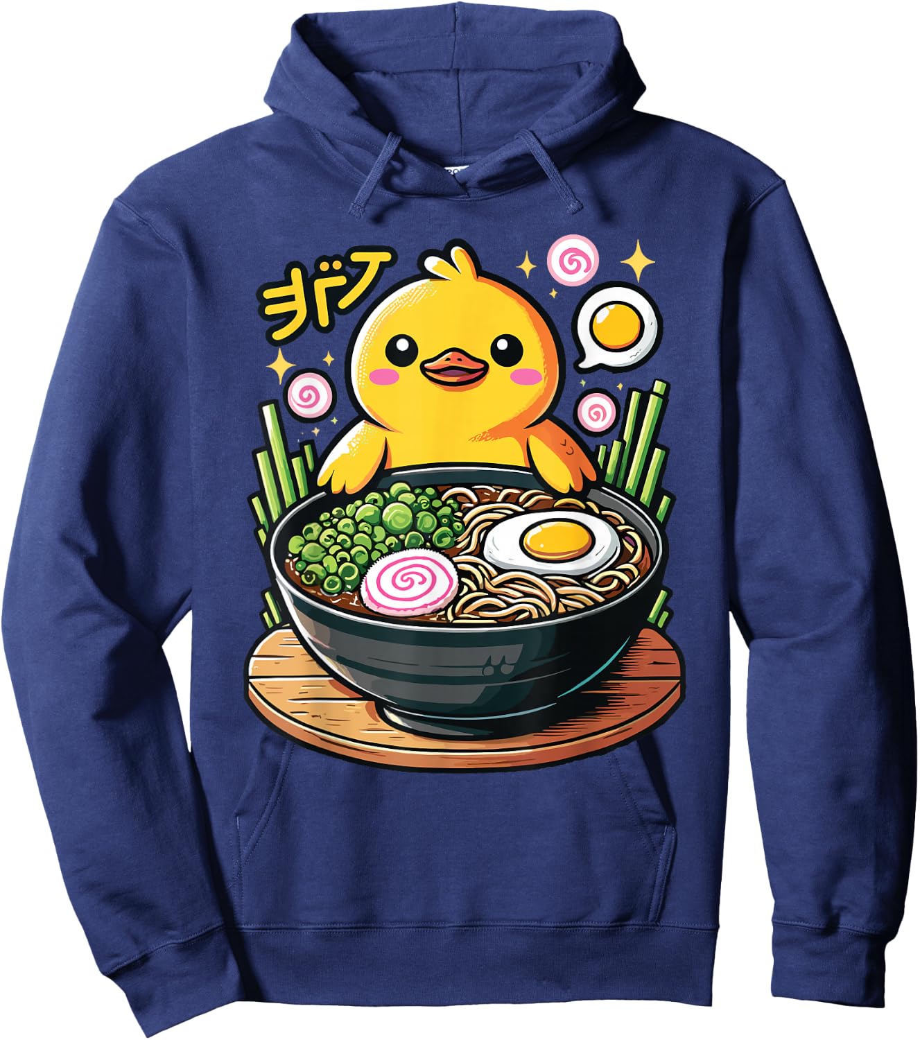Kawaii Cute Duck Eating Ramen Noodles Hoodie - Hoodie | Navy