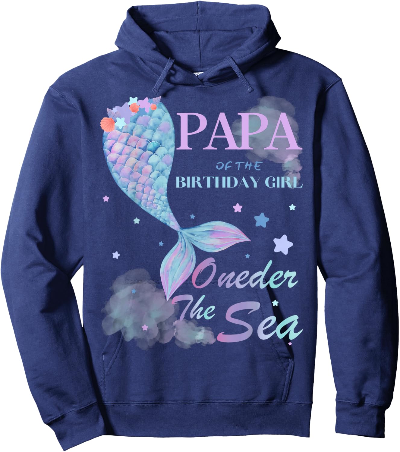 Papa Dad 1st Birthday Mermaid Oneder The Sea Family Matching Hoodie - Hoodie | Navy