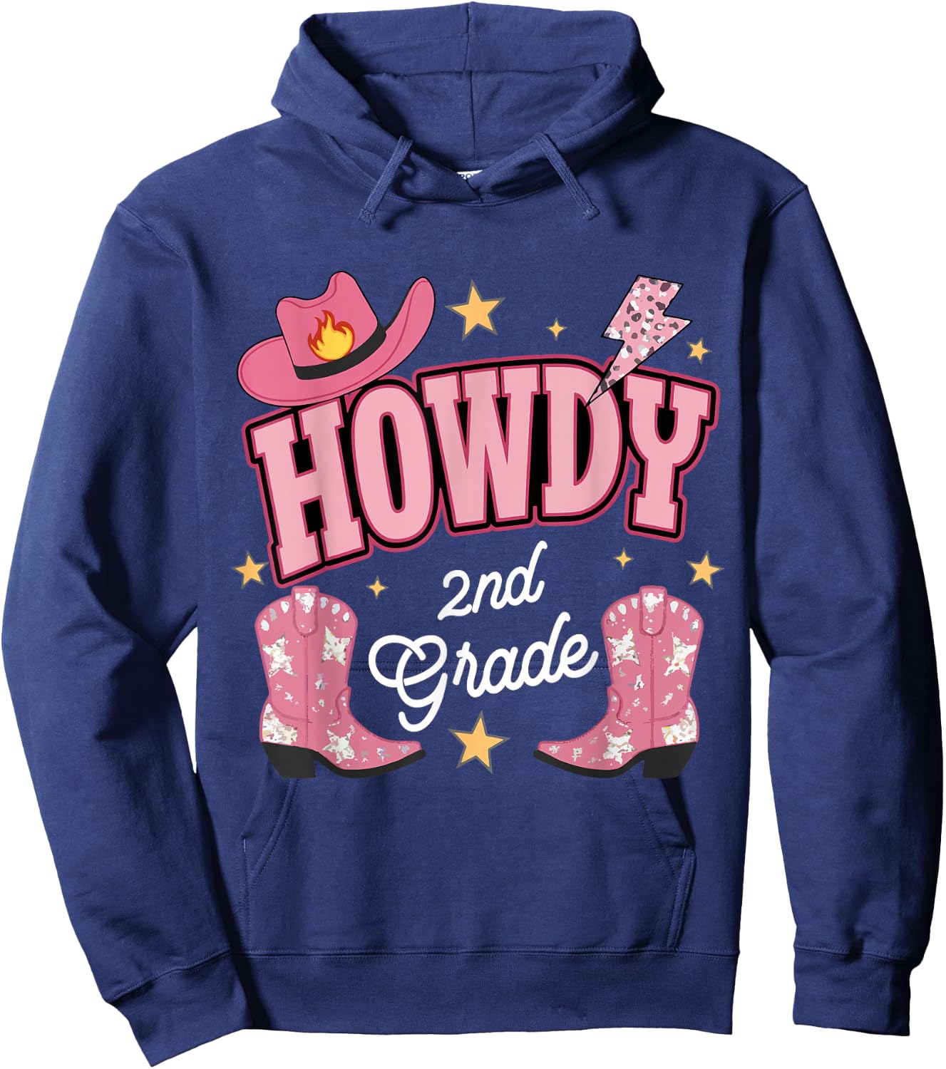 Howdy Second Grade Western 2nd Grade Teacher Cowboy Cowgirl Hoodie - Hoodie | Navy