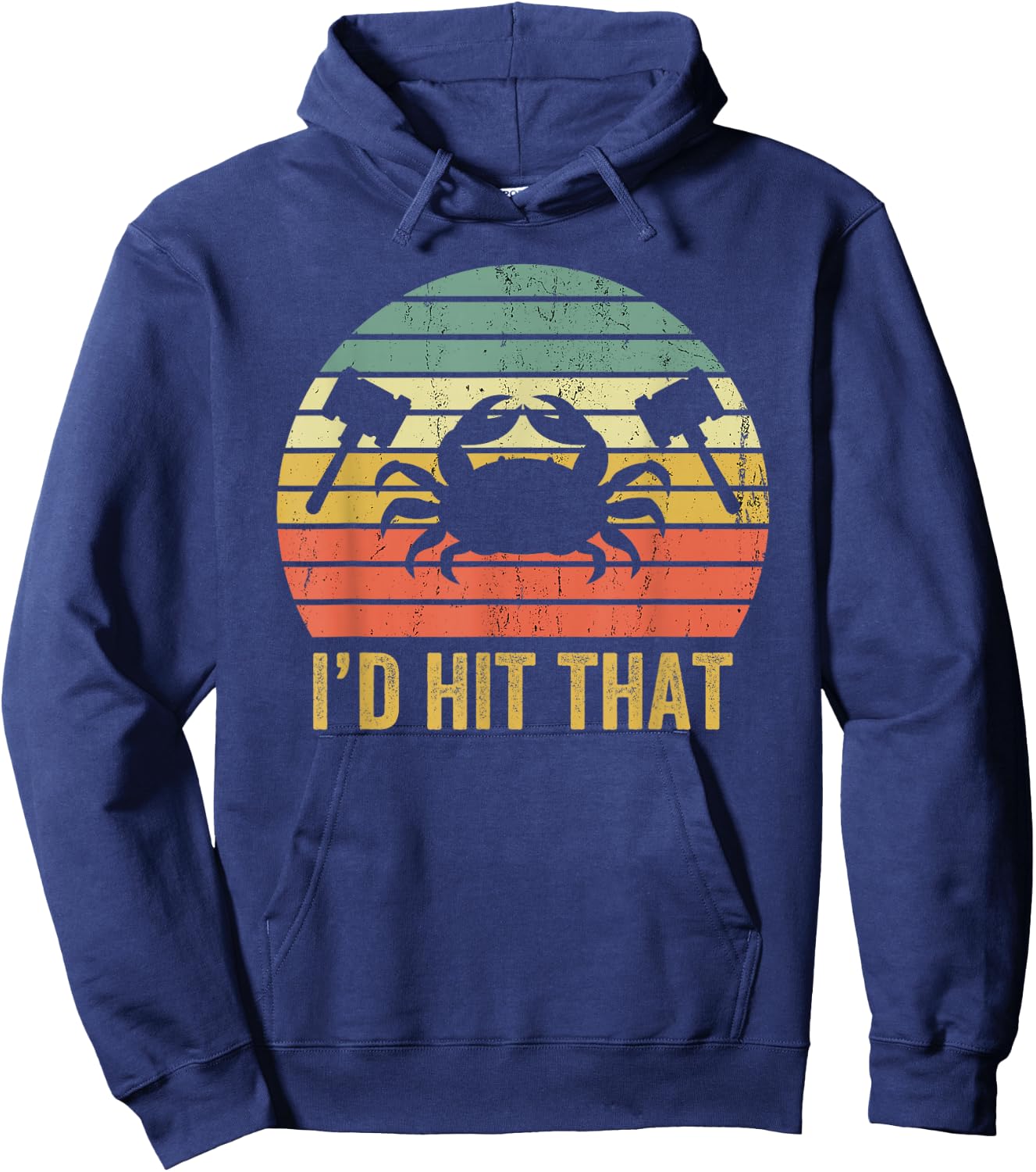 Vintage Crab Lover Retro Funny Maryland Seafood Fan Hoodie - Hoodie | Navy