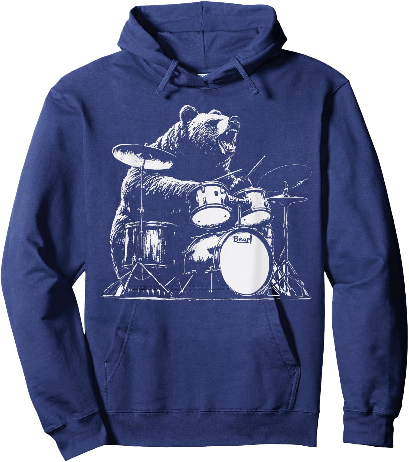 Rock Bear Playing Drums - Funny Drum Bear Music Hoodie - Hoodie | Navy