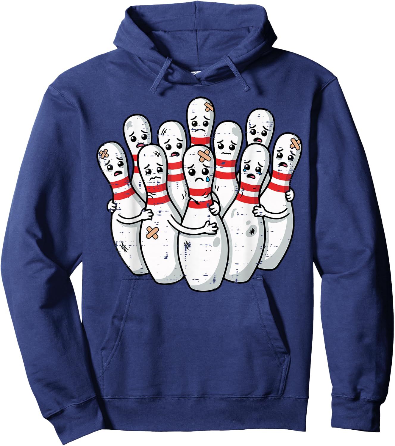 Scared Bowling Pins Faces Funny Meme Bowler Men Women Kids Hoodie - Hoodie | Navy