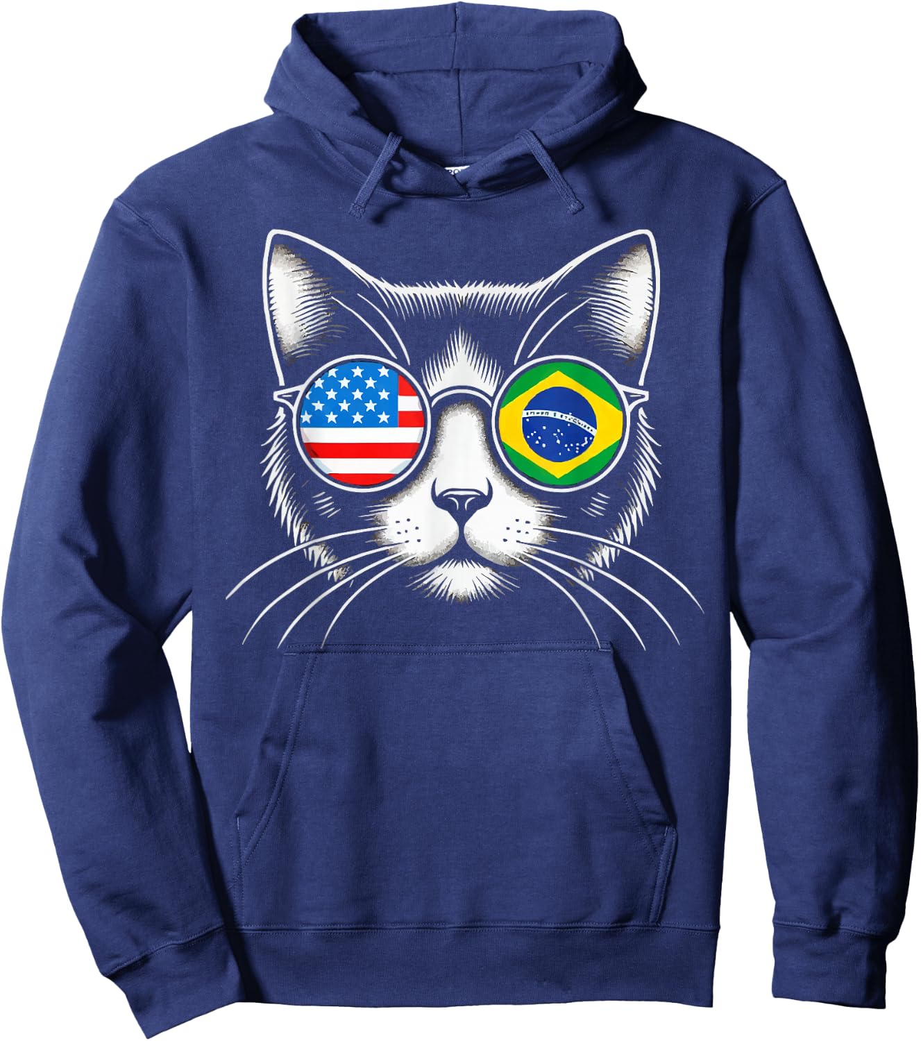 Half American Half Brazilian USA Flag Brazil America Hoodie - Hoodie | Navy