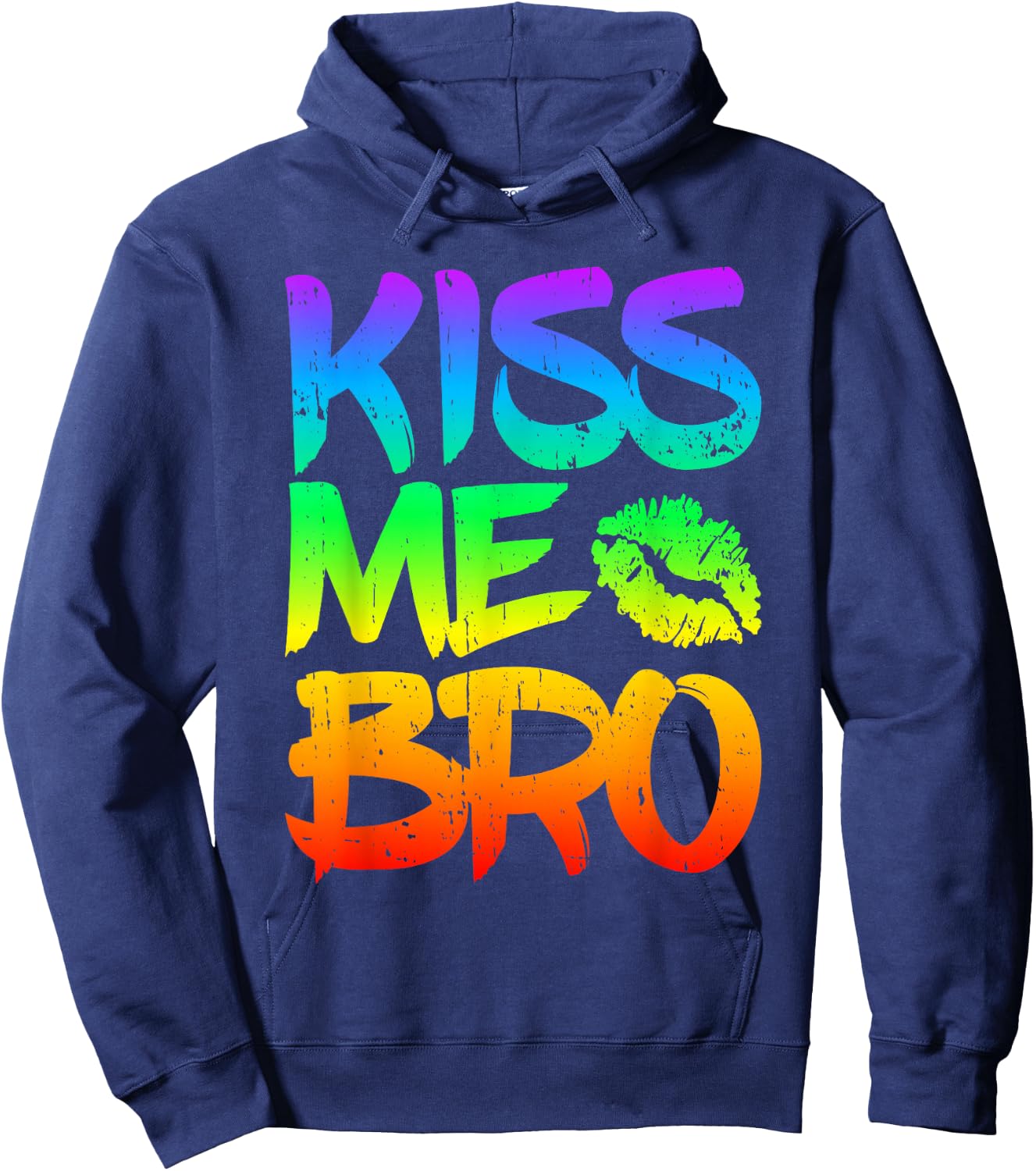 Men's Kiss Me Bro Gay Pride Month LGBT Ghomosexual Rainbow , black Hoodie - Hoodie | Navy