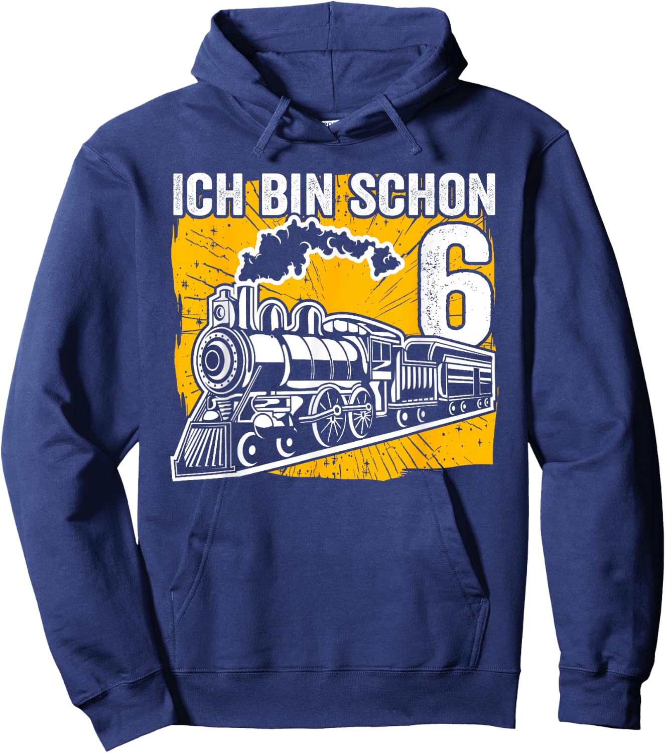Dampflok Ich bin 6 Lokomotive Eisenbahn Kinder Geburtstag Hoodie - Hoodie | Navy