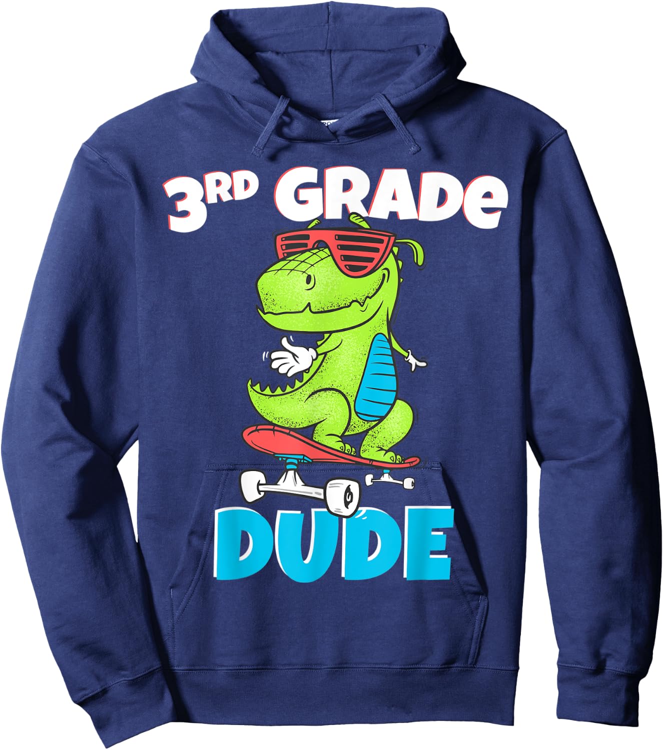 Kids 3rd Grade Dude Shirt Back To School Dinosaur Hoodie - Hoodie | Navy