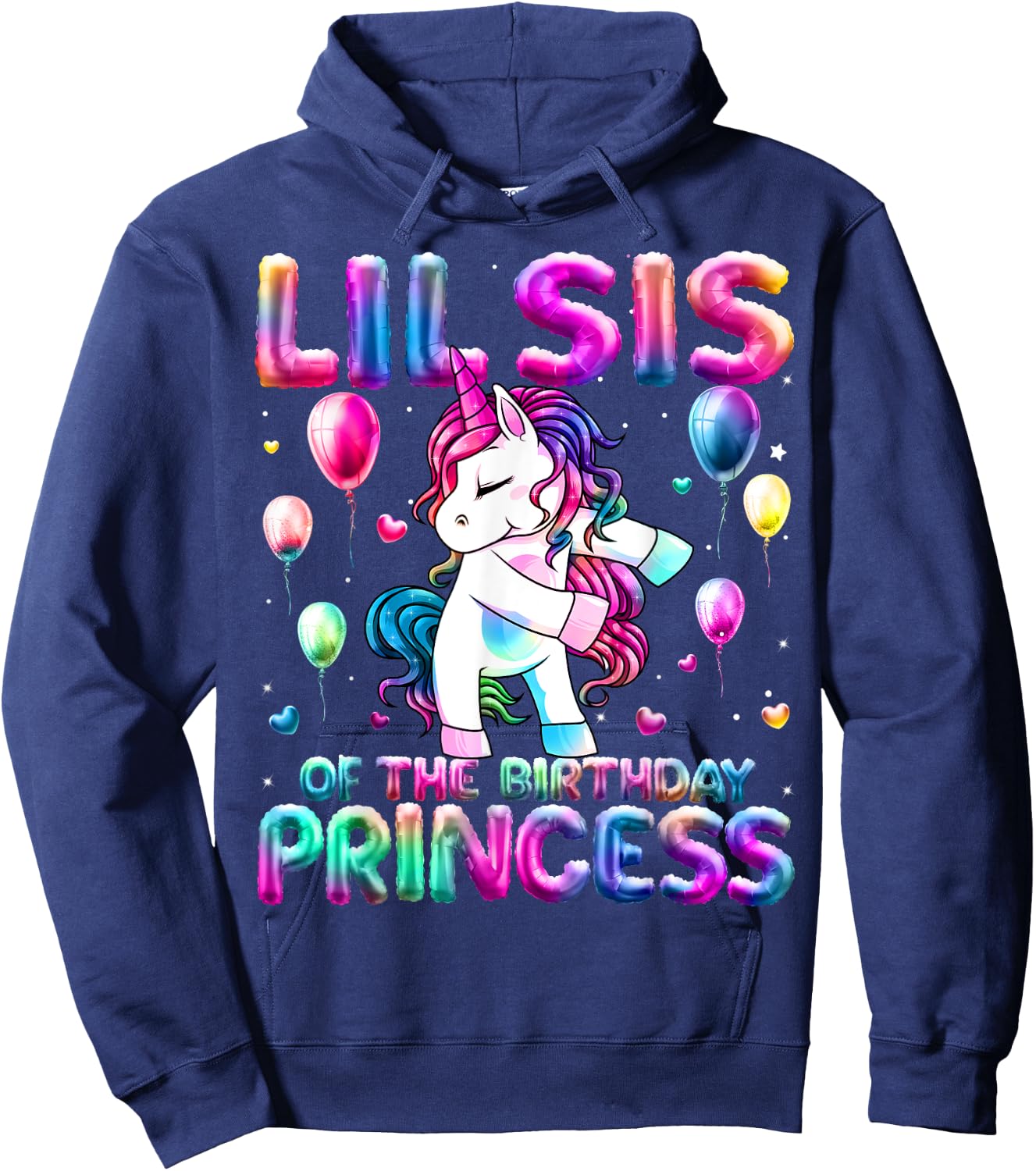 Sister of the Birthday Princess Girl Flossing Unicorn Sister Hoodie - Hoodie | Navy