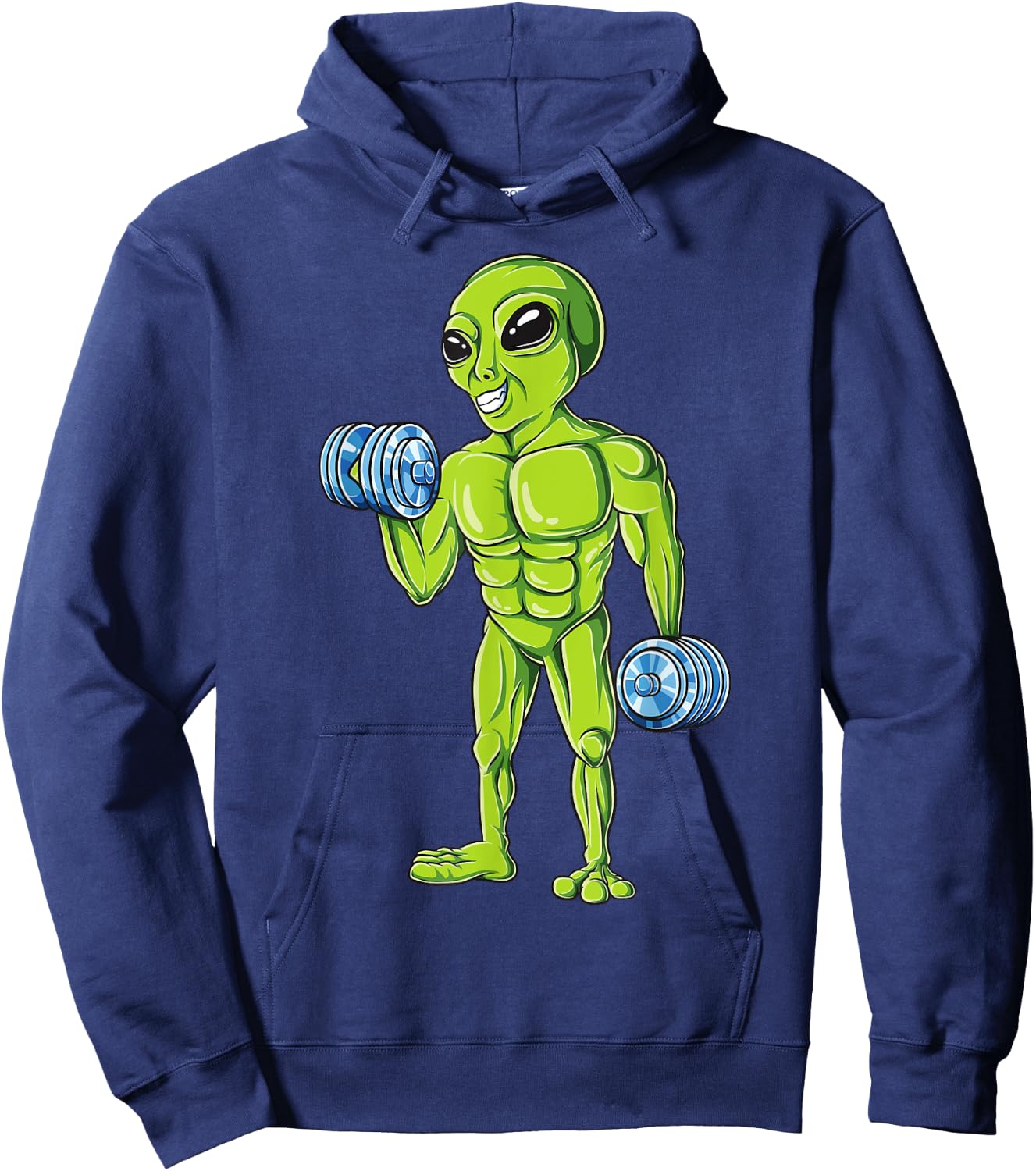 Bodybuilding Funny Workout Gym Weightlifting Fitness Alien Hoodie - Hoodie | Navy