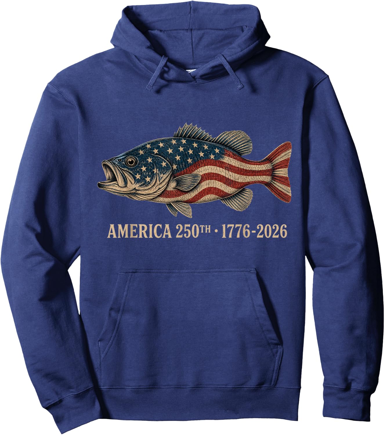 250 Years 1776-2026 Bass Fishing 250th Anniversary 4th July Hoodie - Hoodie | Navy