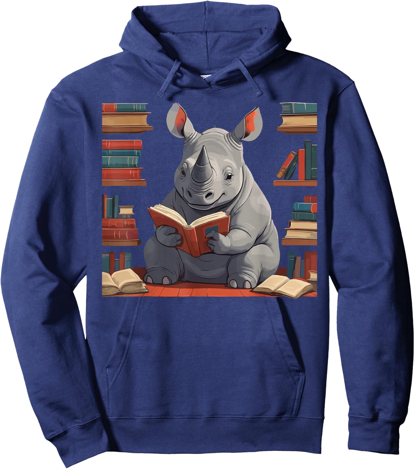 Rhinoceros is reading a Book, Reading Rhinoceros Hoodie - Hoodie | Navy