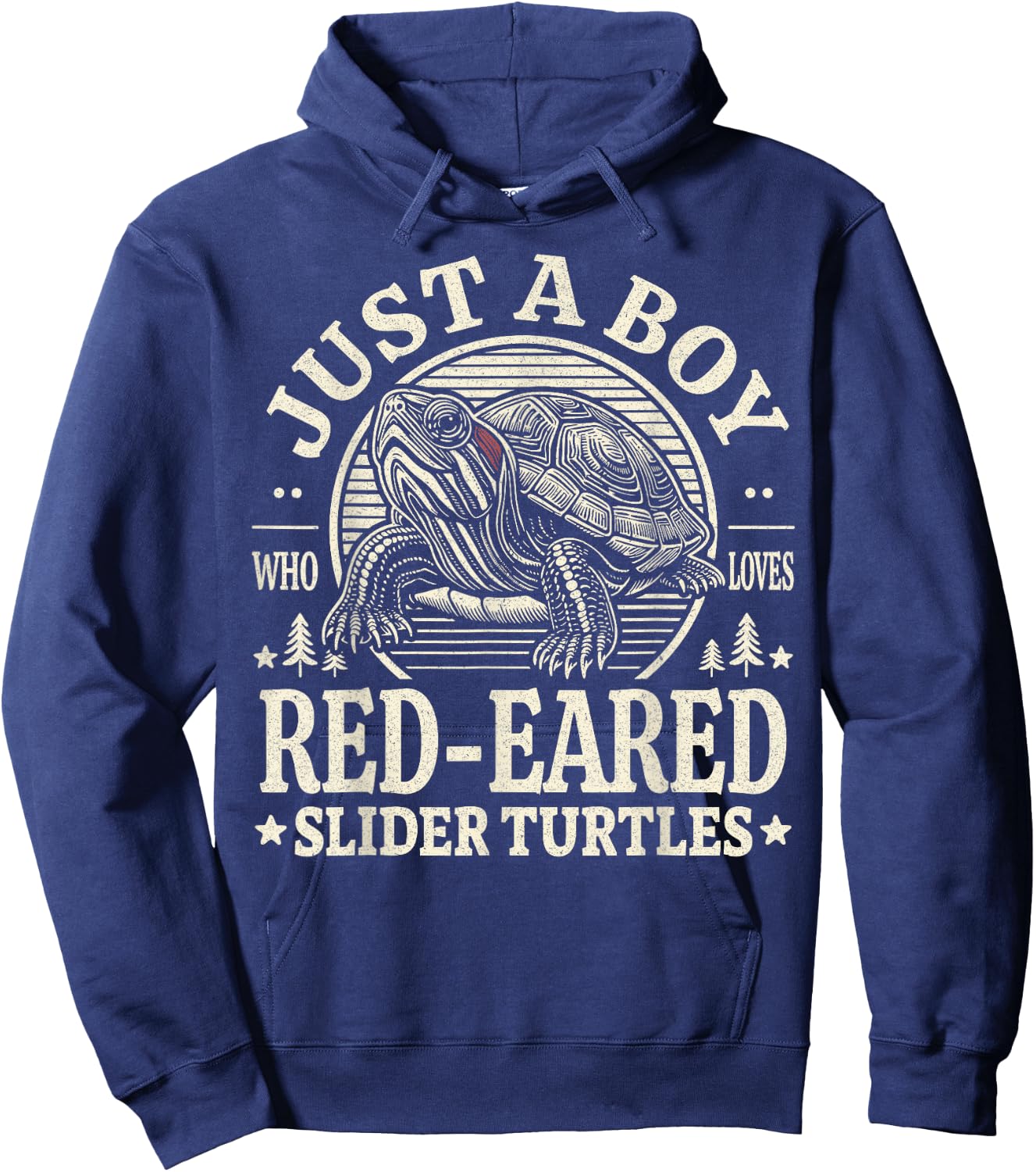 Just a Boy Who Loves Red-Eared Slider Turtles Reptile Retro Hoodie - Hoodie | Navy