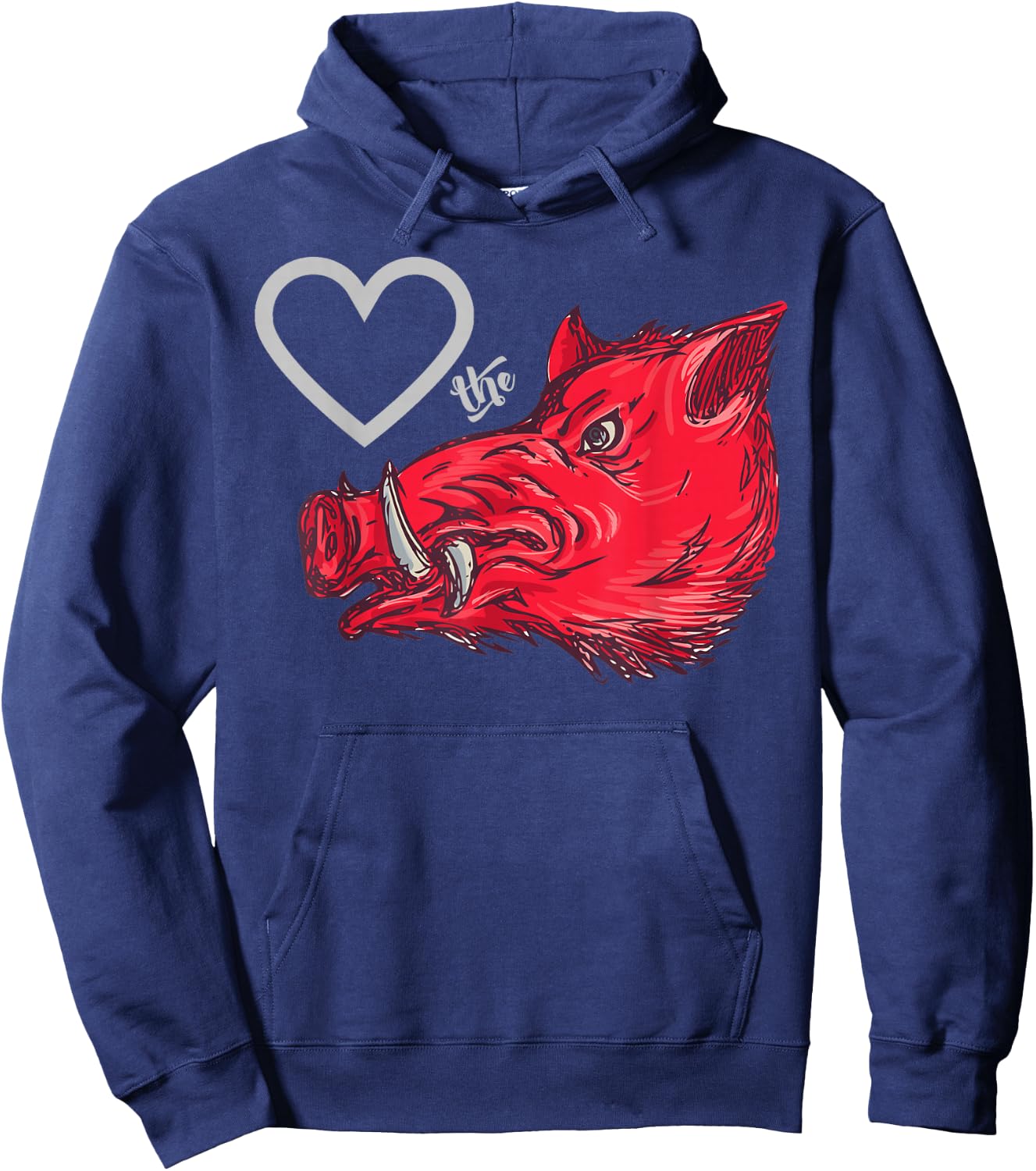 Heart The Boar Graphic Novelty Love The Razorback Design Hoodie - Hoodie | Navy