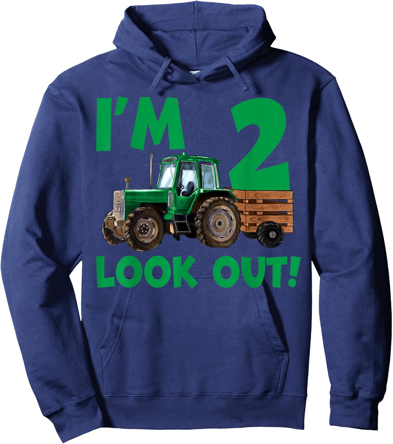 I'm 2 Years Old Farmer Tractor It's My 2nd Birthday Boy Hoodie - Hoodie | Navy