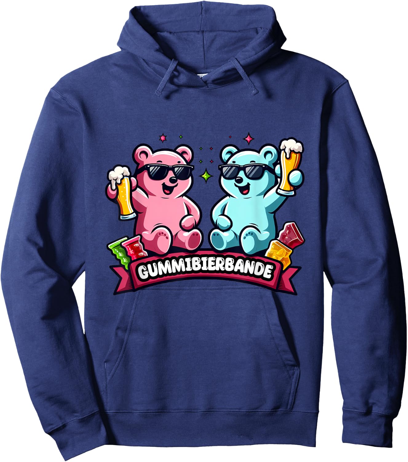Rubber Beer Bande, Gummy Bears, Malle Party, JGA , black Hoodie - Hoodie | Navy