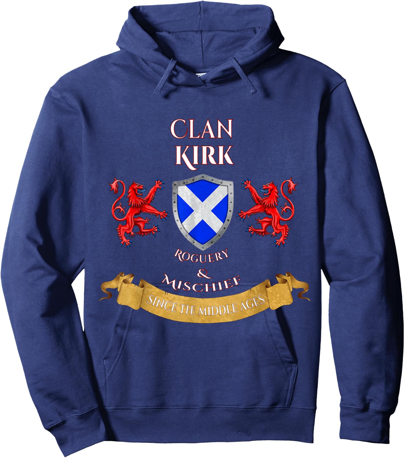 Kirk Scottish Family Clan Middle Ages Mischief Hoodie - Hoodie | Navy