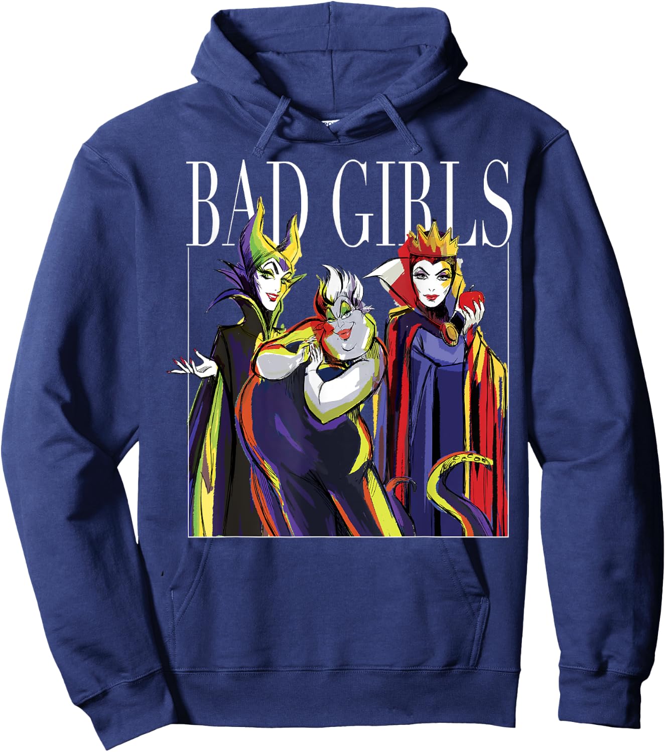 Gruppenfoto der Bösewichte von Disney Villains Bad Girls, gemalt Hoodie - Hoodie | Navy