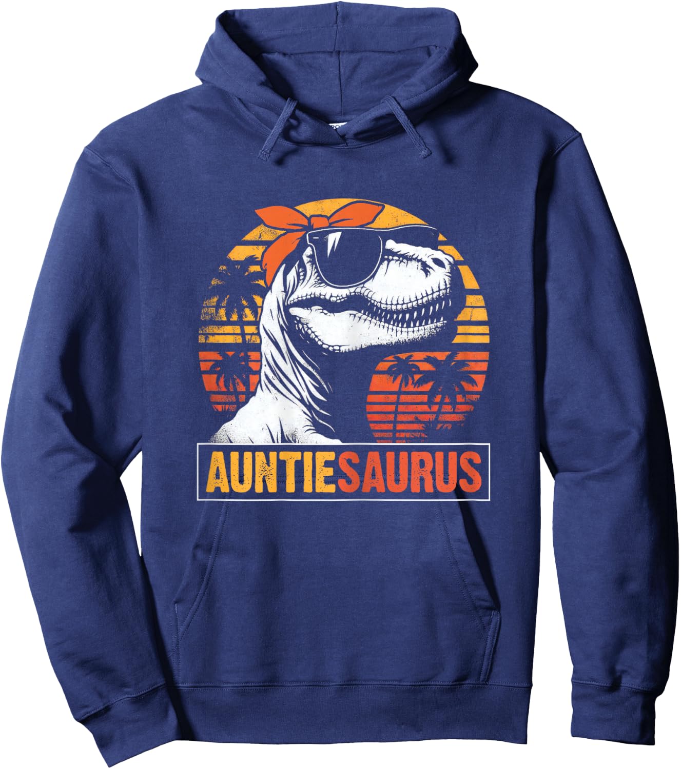 Auntiesaurus Funny T rex Dinosaur Auntie Vintage Mothers Day Hoodie - Hoodie | Navy