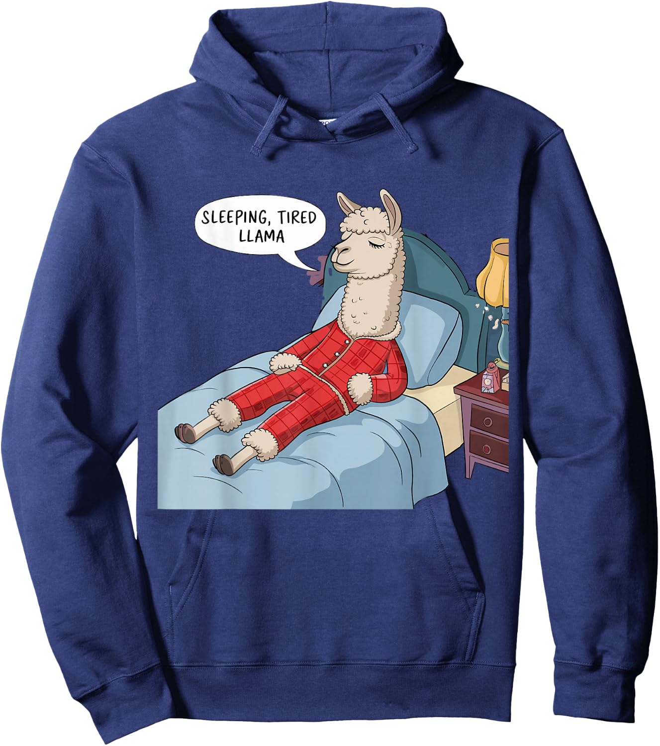 Alpaca Llama with Red Buffalo Plaid Pajamas Girl Boy Llama Hoodie - Hoodie | Navy
