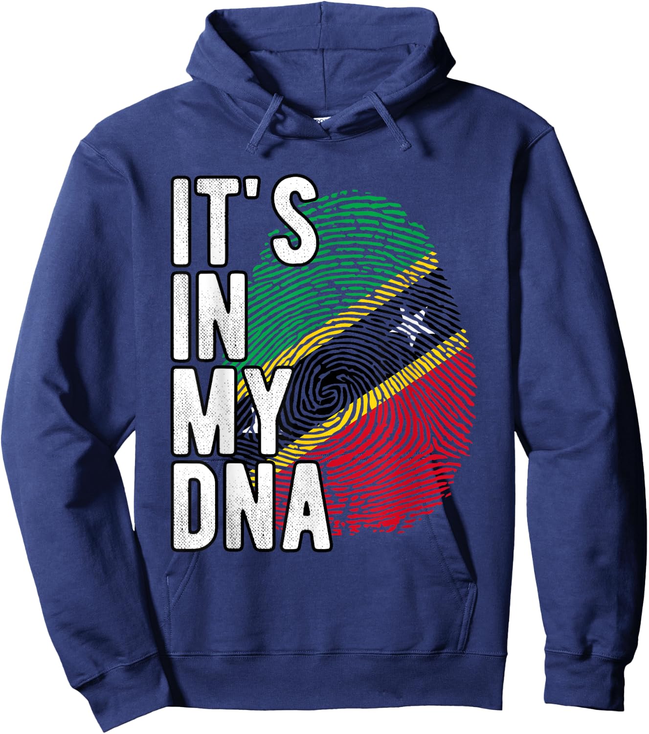 Funny it's in my DNA Saint Kitts and Nevis flag Fingerprint Hoodie - Hoodie | Navy