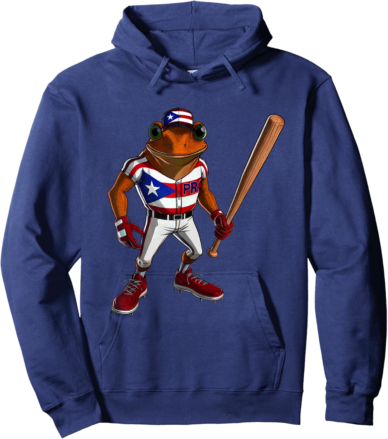 Puerto Rico Baseball Coqui Boricua Flag Bat Hat Pelota Cool Hoodie - Hoodie | Navy