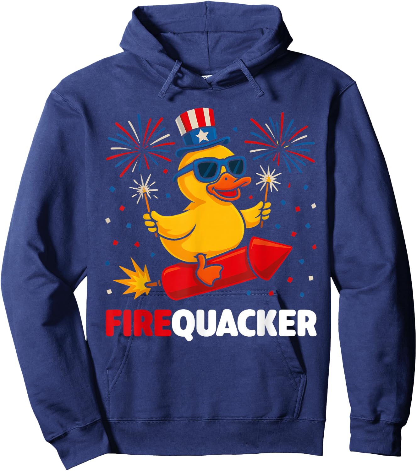 4th of July Duck Firequacker Patriotic Fourth of July Funny Hoodie - Hoodie | Navy