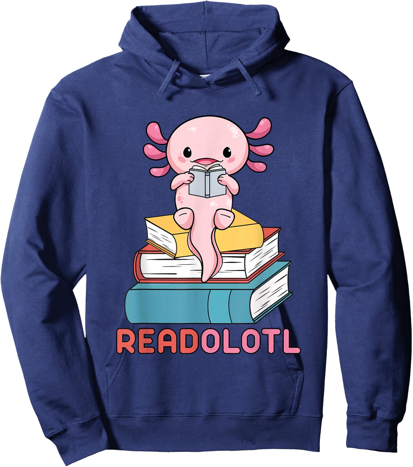 Readolotl Cute Read Axolotl Book Lover Librarian Bookworm Hoodie - Hoodie | Navy