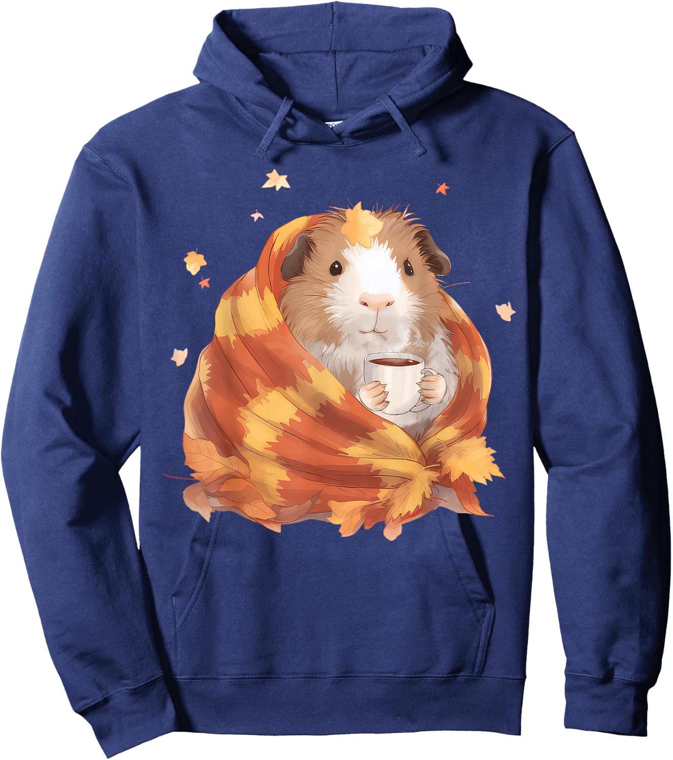 Guinea Pig Drinking Coffee Autumn Fall Guinea Pig Lover Hoodie - Hoodie | Navy