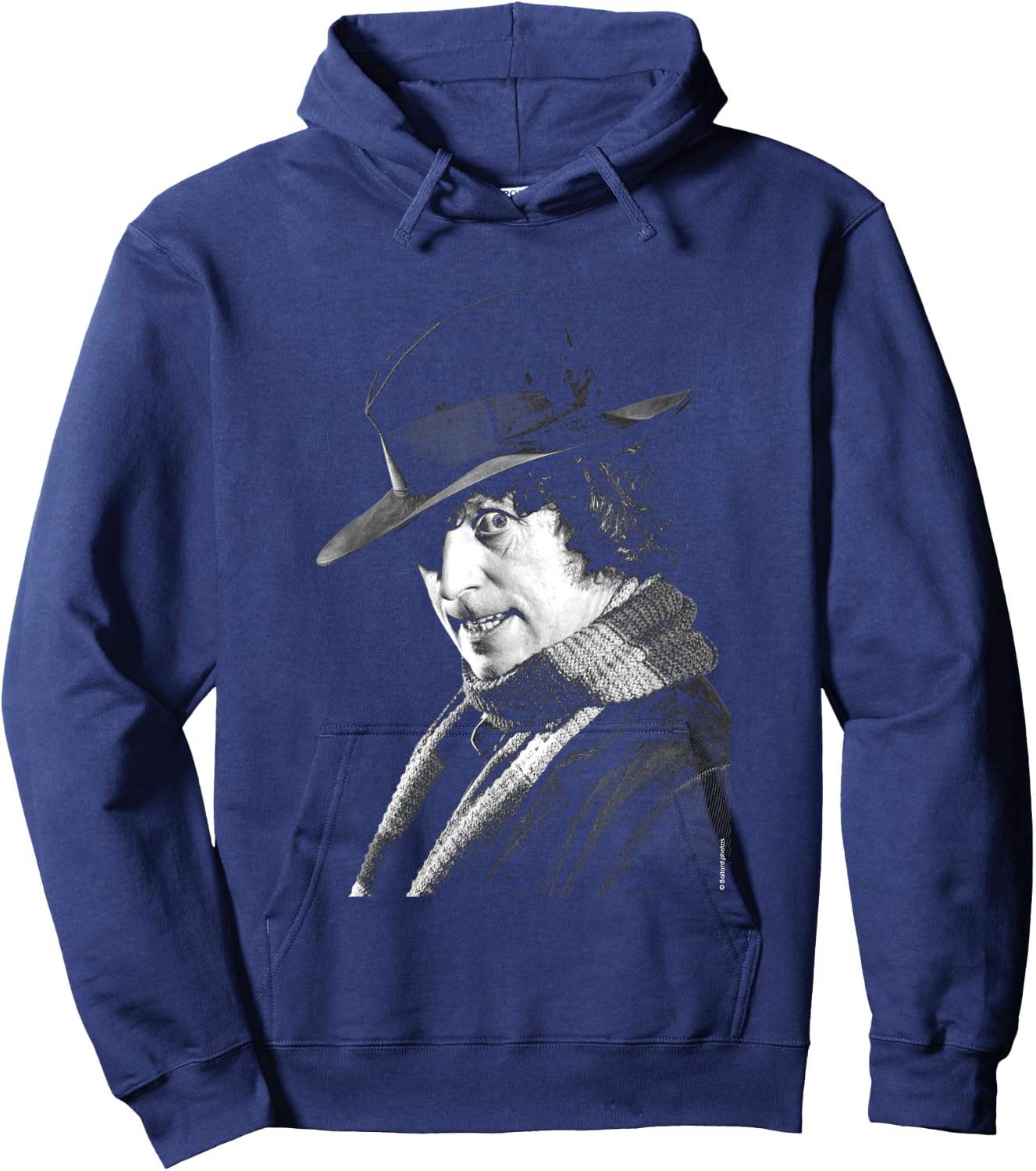 Tom Baker Side Portrait Doctor Who Black & White Hoodie - Hoodie | Navy