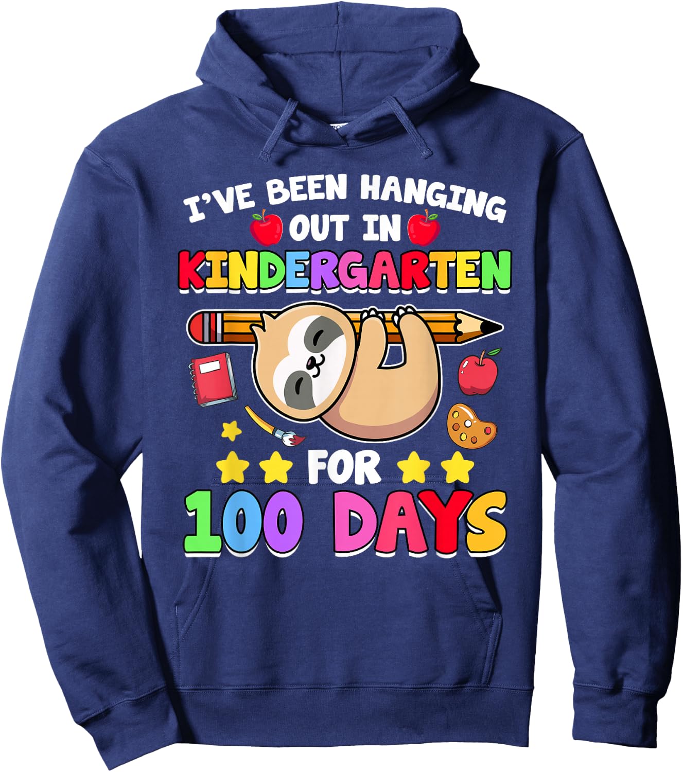 100th Day of School Sloth Shirt Kindergarten 100 Days School Hoodie - Hoodie | Navy