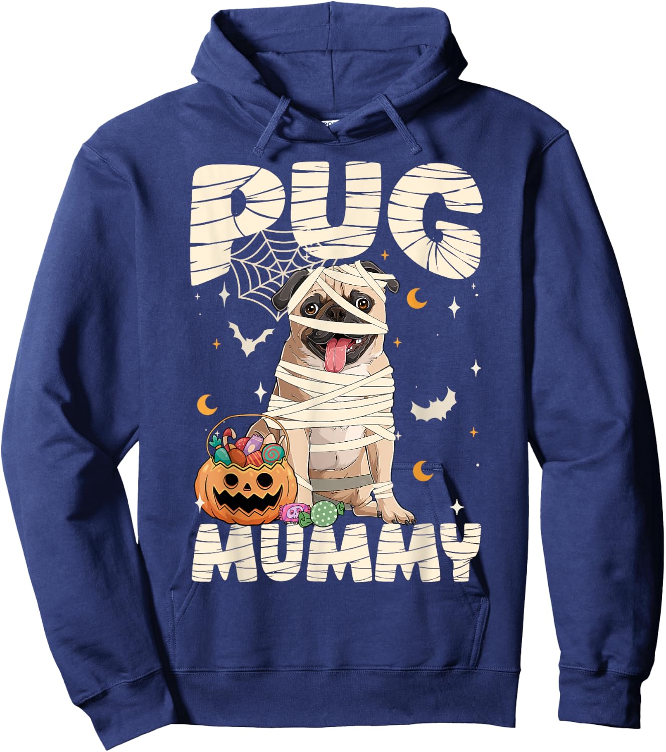 Halloween Costume Pug Lover Mummy Dog Owner Women Hoodie - Hoodie | Navy