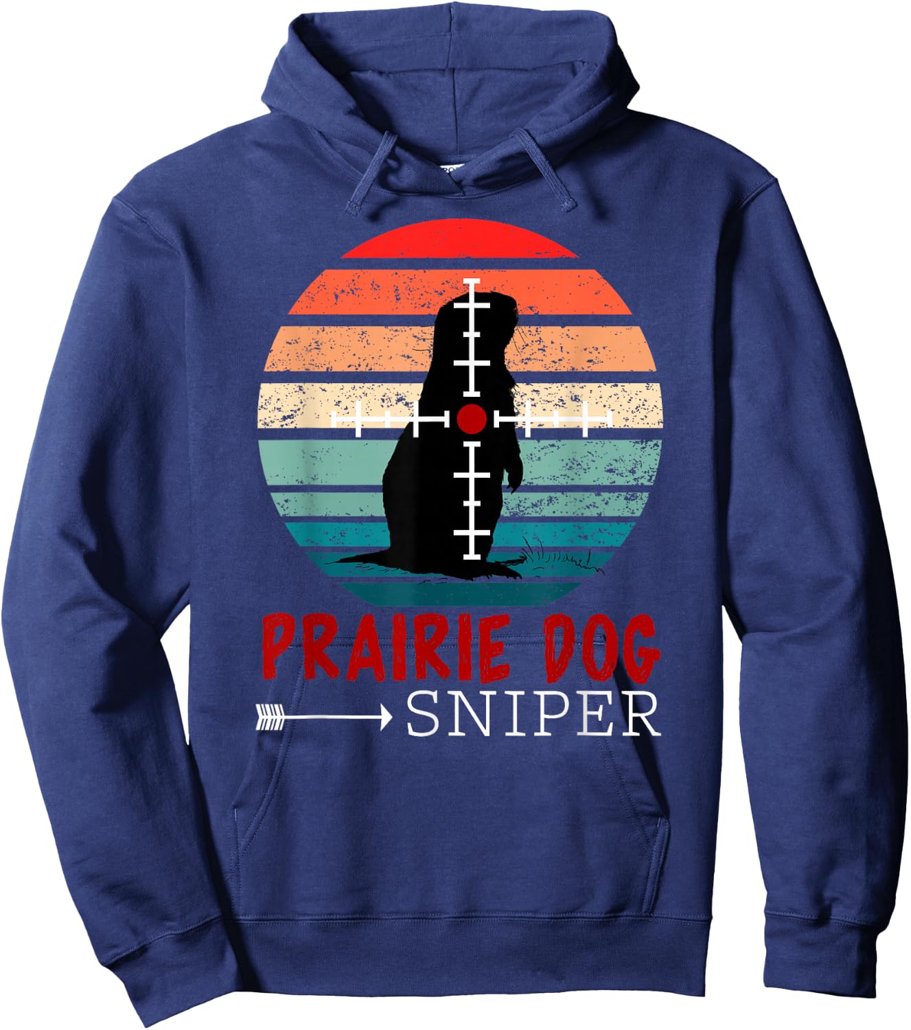 Prairie Dog Sniper - Retro Prairie Dog Sunset Cool Vintage Hoodie - Hoodie | Navy