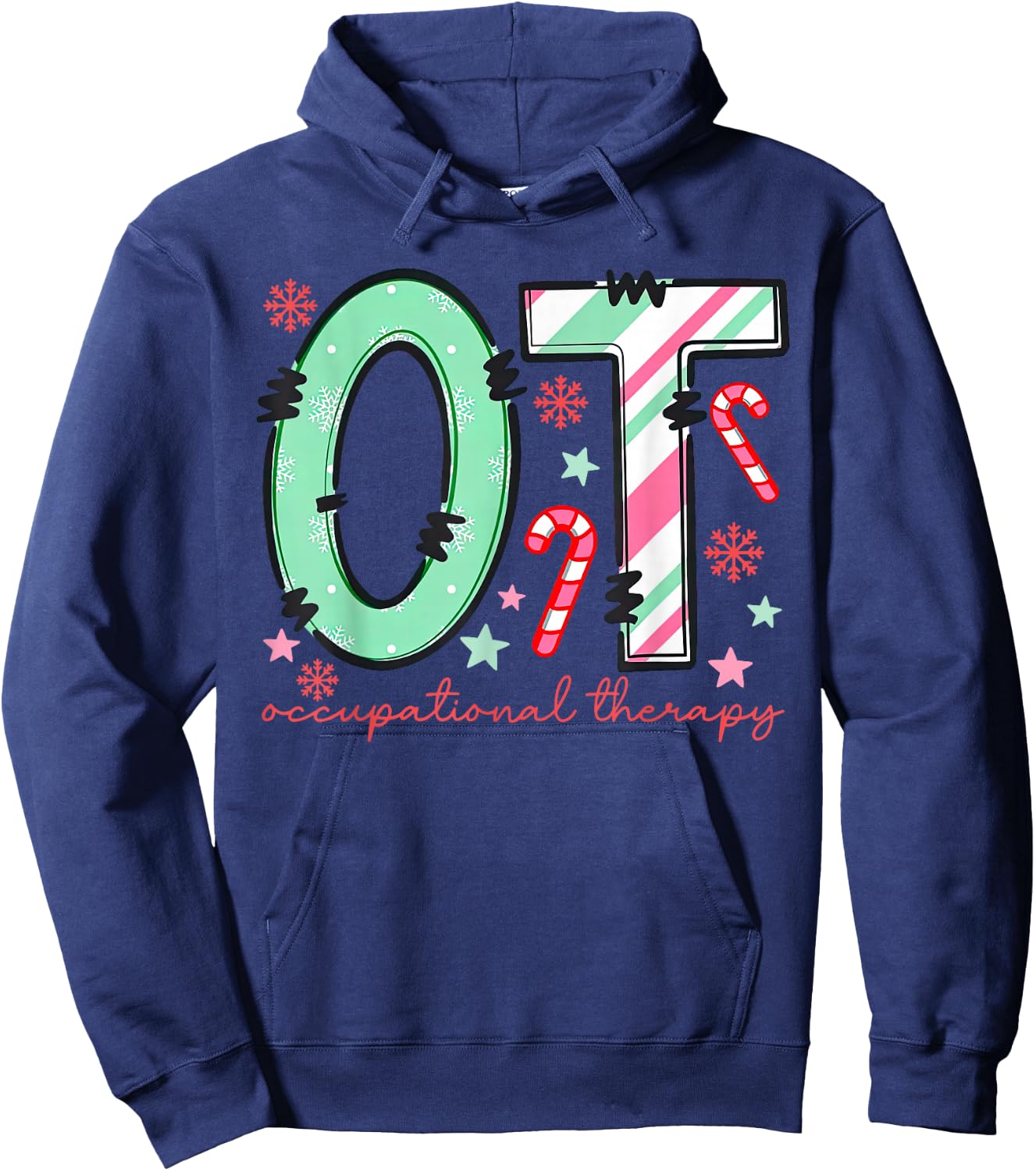 Retro Occupational Therapy OT Therapist Christmas Holiday Hoodie - Hoodie | Navy