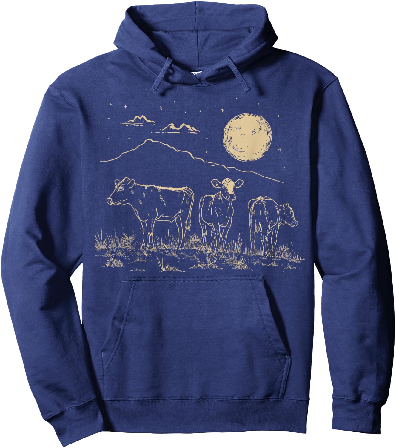Cows Ranch Pasture Rustic Farm Country Western Steer Art Hoodie - Hoodie | Navy
