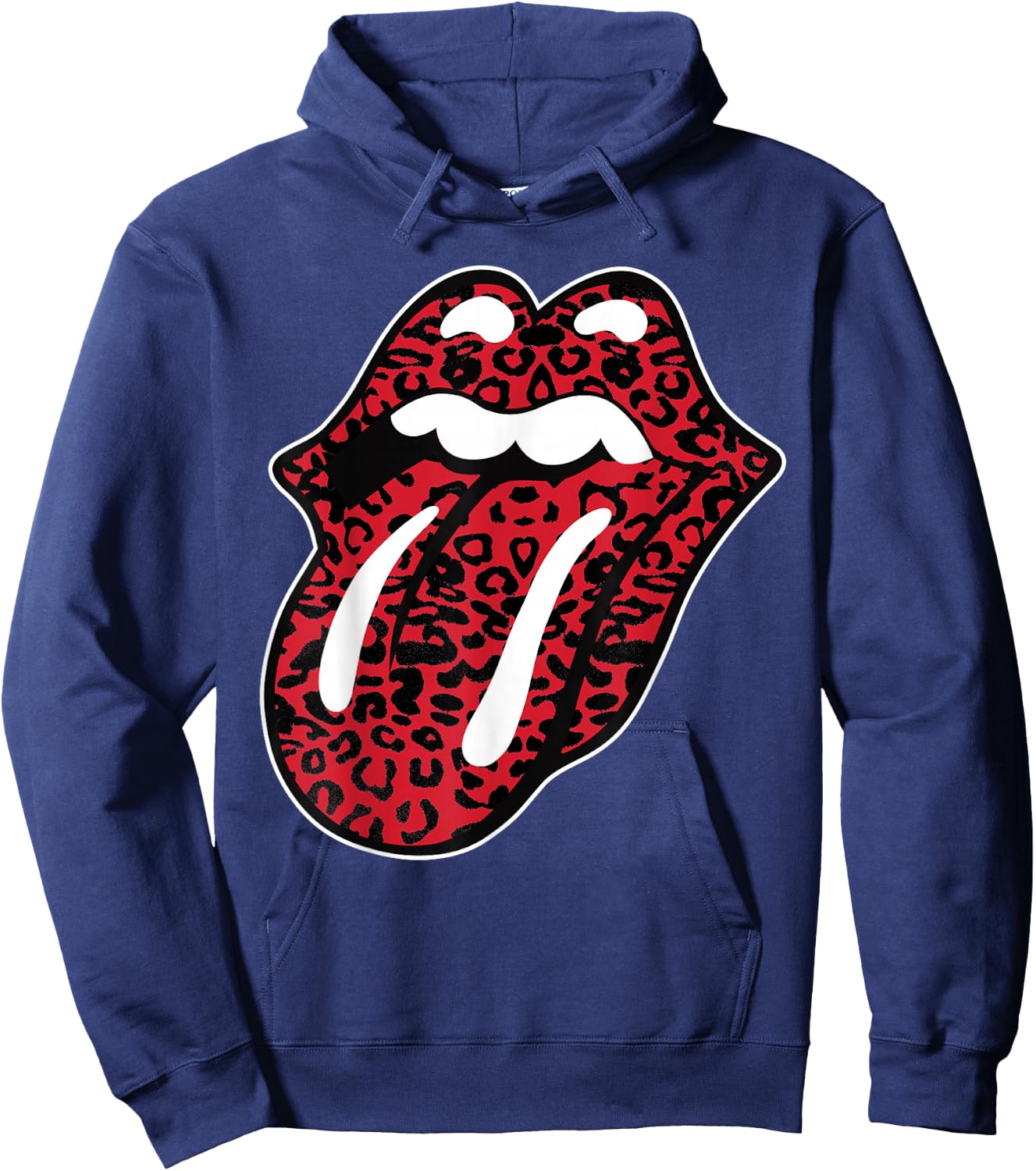 Offizielle The Rolling Stones Leopardenzunge , Schwarz, Erwachsene, -Kinder, Kurzarm, , S, EU 38/40 Hoodie - Hoodie | Navy