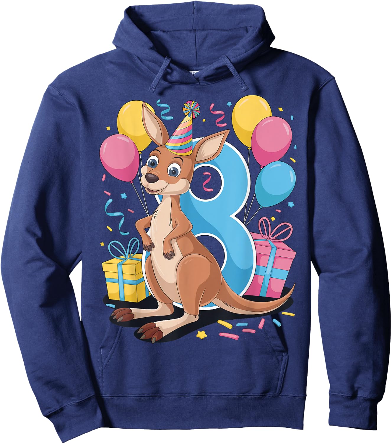 Kangaroo 8th birthday boy girl 8 years old eighth Kangaroo Hoodie - Hoodie | Navy