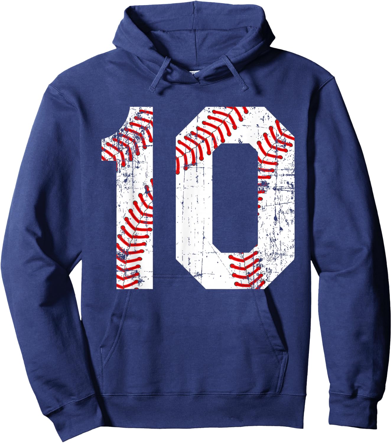 Vintage Baseball 10 Jersey Number Hoodie - Hoodie | Navy