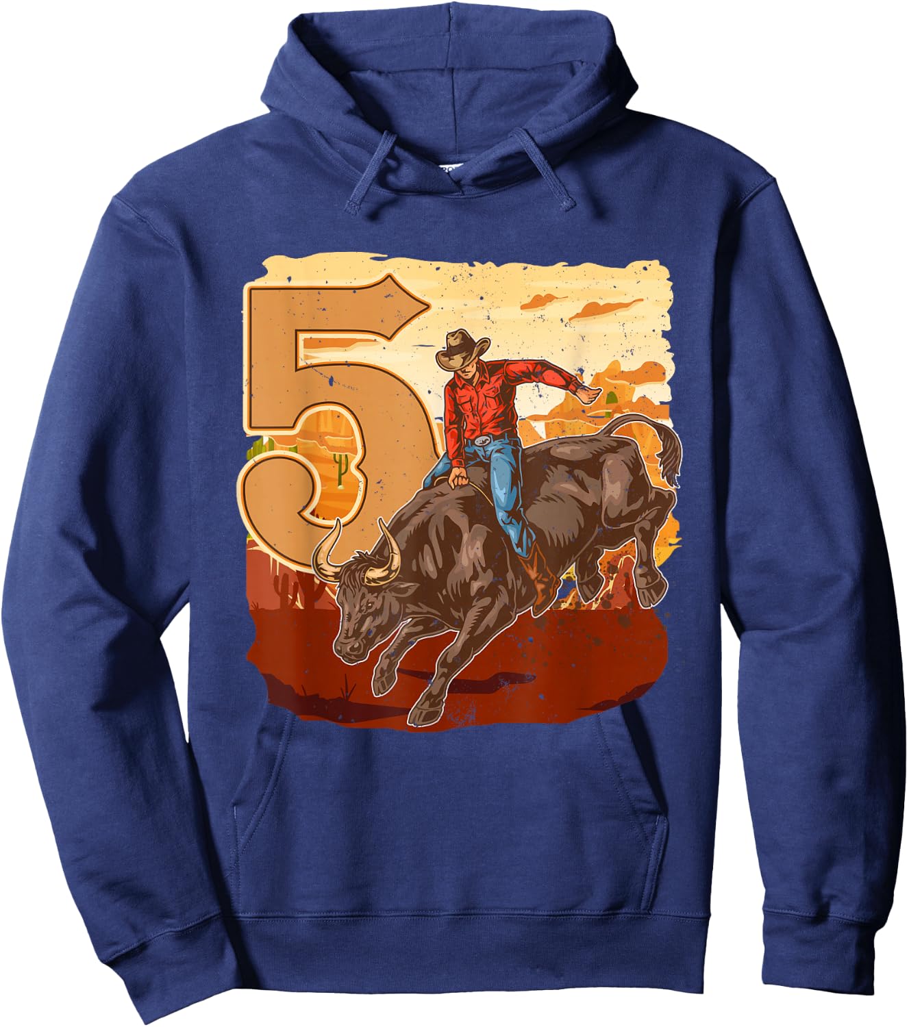 Bull Riding 5th Birthday Rodeo Cowboy Theme 5 Years Old Hoodie - Hoodie | Navy