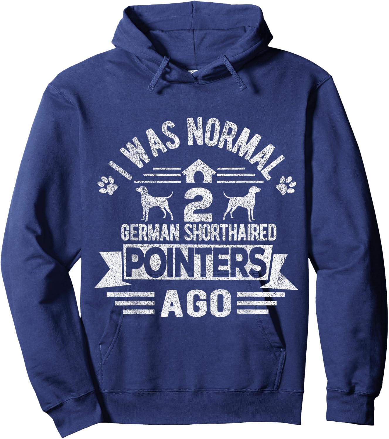 Two German Shorthaired Pointers Dog Owner Retro Vintage Hoodie - Hoodie | Navy