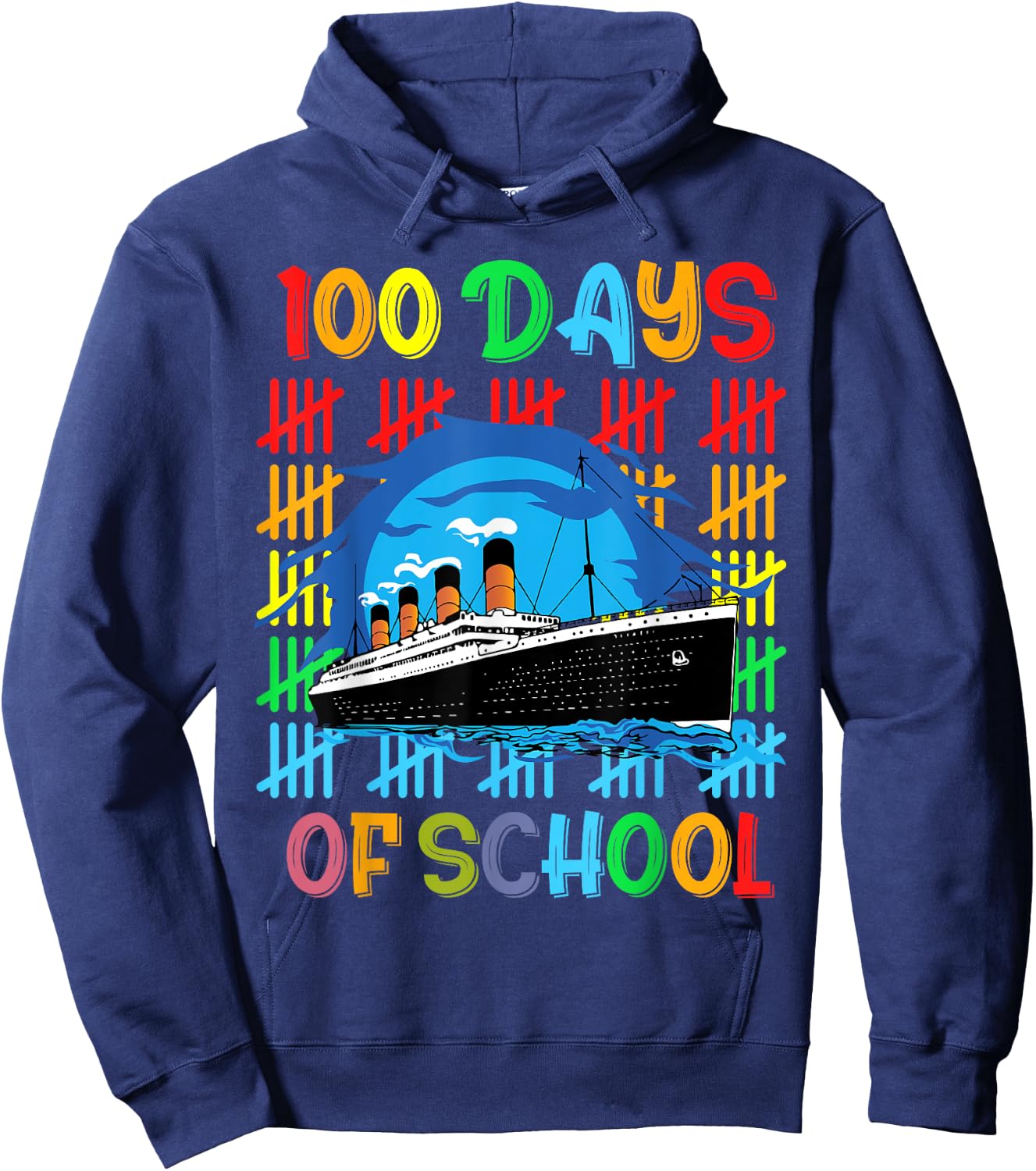 100 Days of School RMS Titanic 100th Day of School Kids Boys Hoodie - Hoodie | Navy