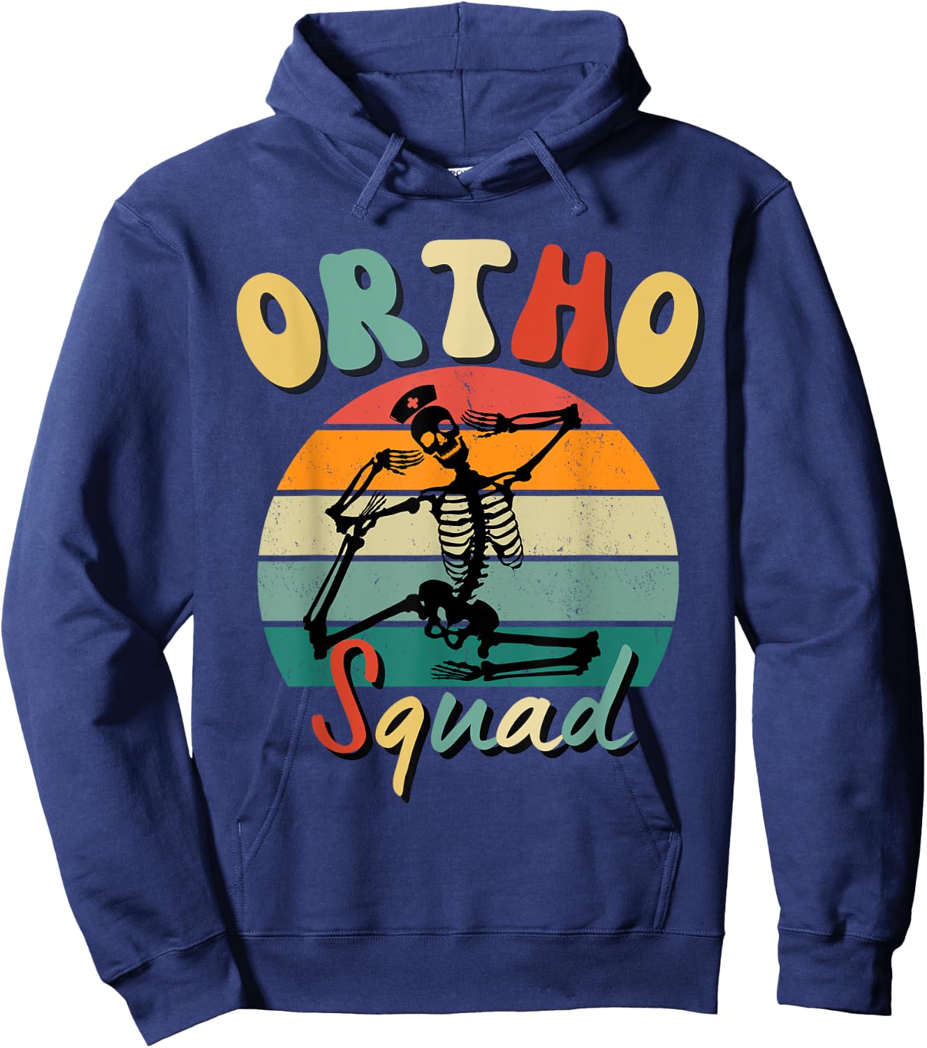 Orthopedics Department Retro Ortho Squad Skeleton Nurse RN Hoodie - Hoodie | Navy