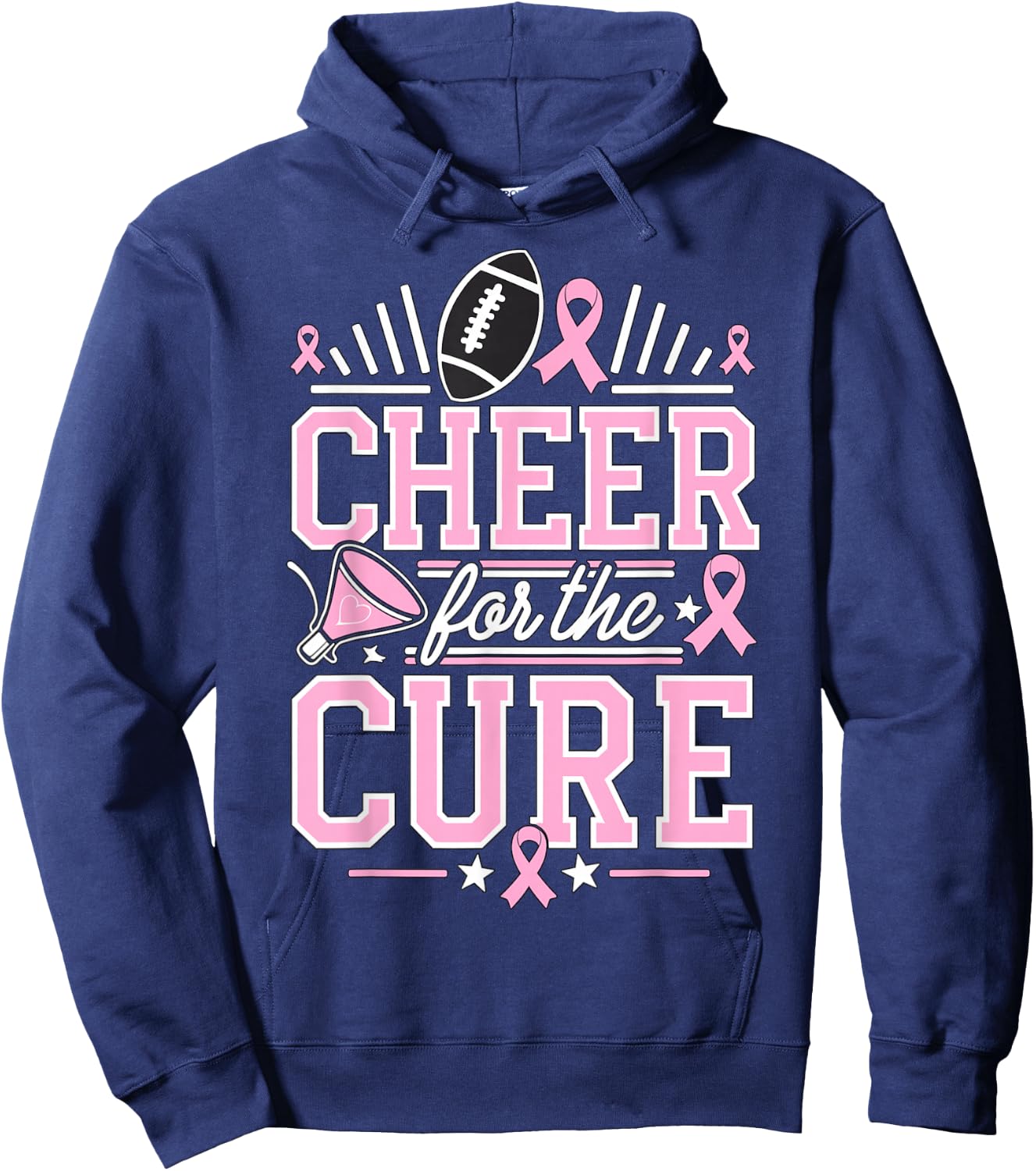 Cheer for the Cure Cheerleader Breast Cancer October Hoodie - Hoodie | Navy