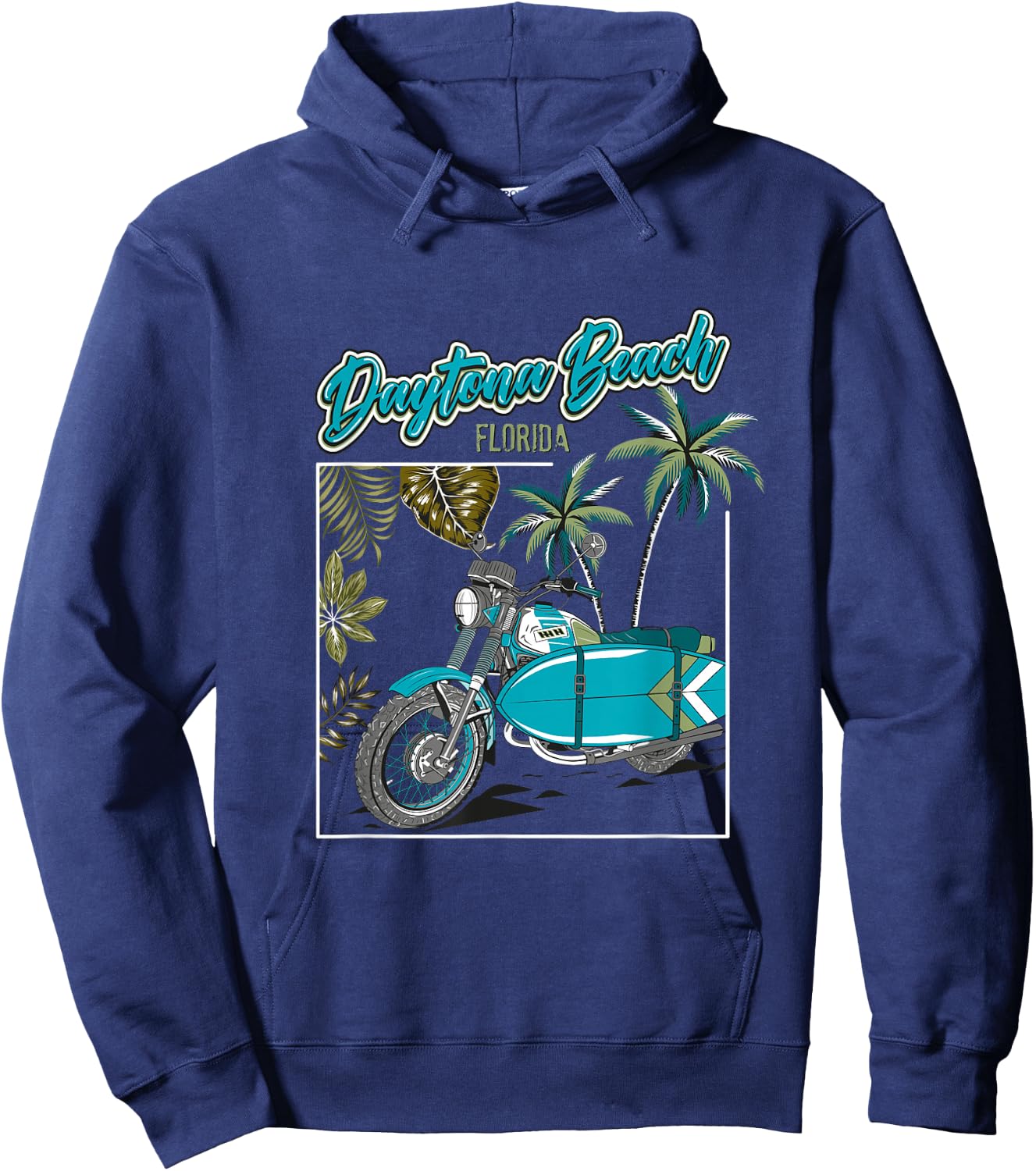 Daytona Beach Florida Motorcycle Surfboard Biker Surfer Hoodie - Hoodie | Navy
