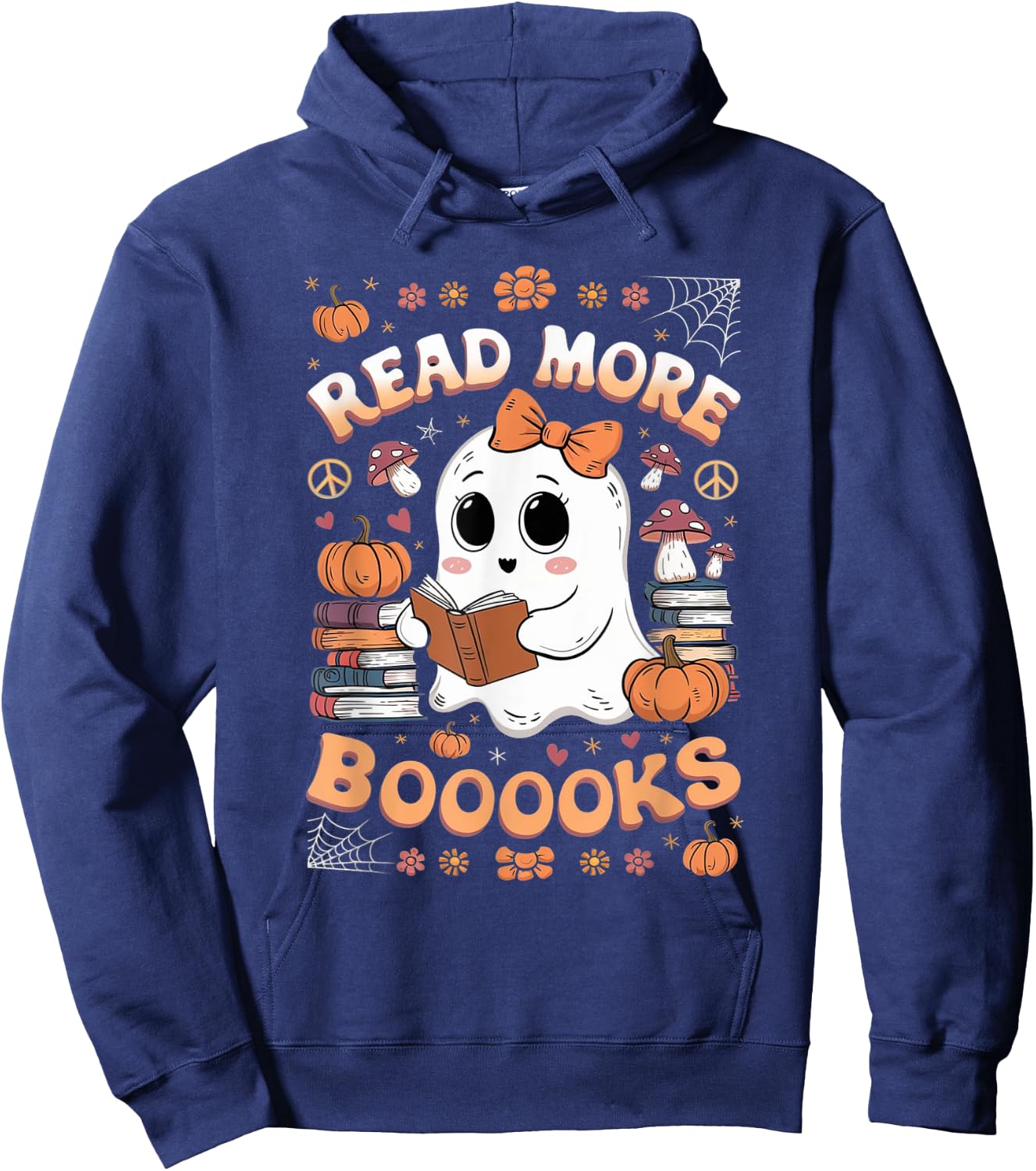 Read More Books Boo Ghost Halloween Reading Books Teacher Hoodie - Hoodie | Navy