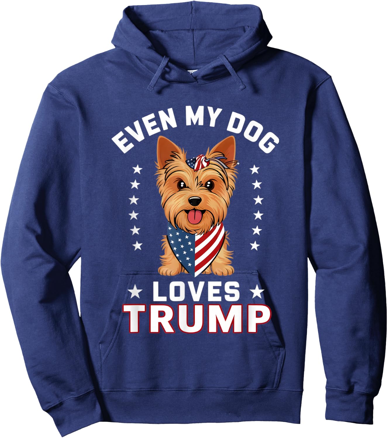 Yorkshire Terrier Even My Dog Loves Trump USA Flag Bandana Men Hoodie - Hoodie | Navy