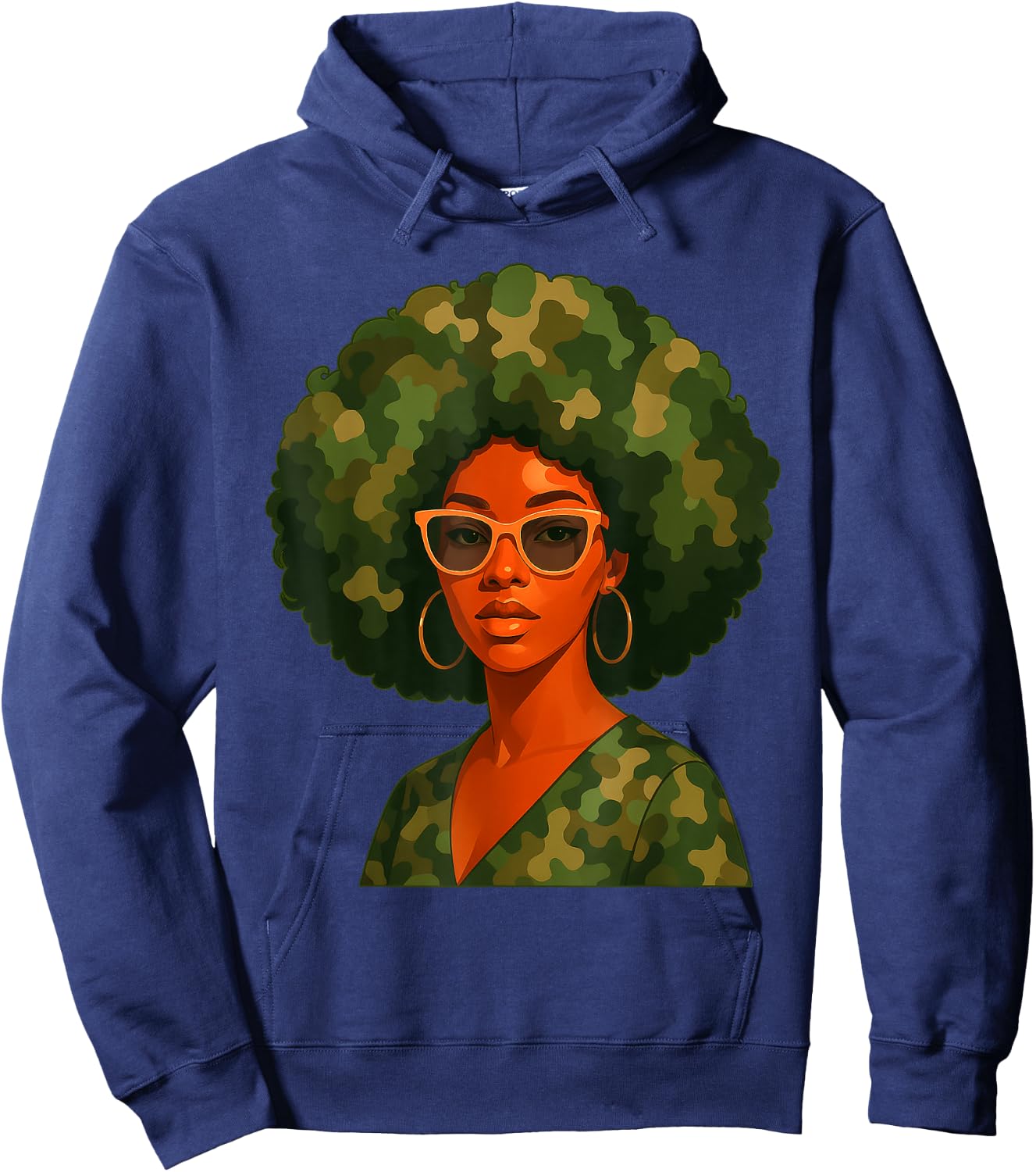 Black Woman Camo Camouflage Juneteenth Black Queen Women Hoodie - Hoodie | Navy