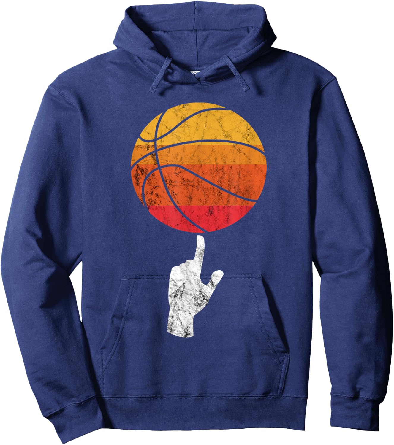 Basketball Playing Basketball Sports Vintage Retro Sunset Hoodie - Hoodie | Navy