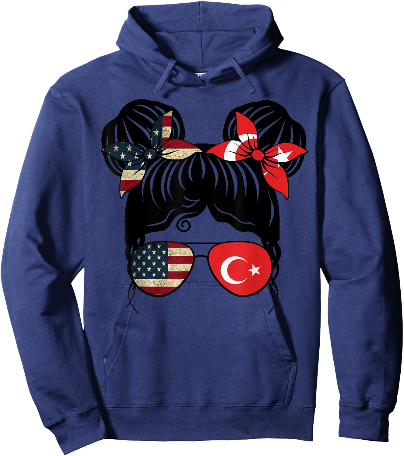 Half American Half Turkish Girl USA Turkey Flag Kids Hoodie - Hoodie | Navy