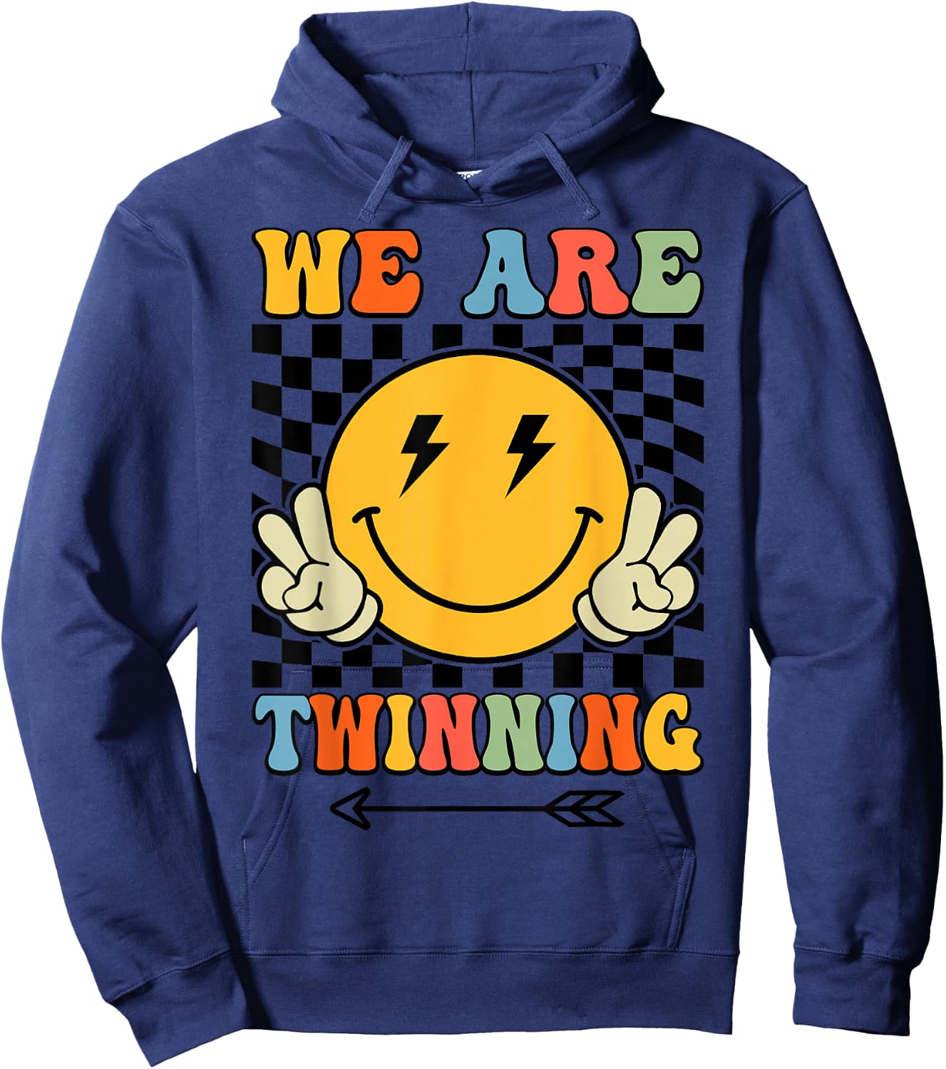 We're Twinning with My Bestie Retro Twin Day Spirit Week Hoodie - Hoodie | Navy