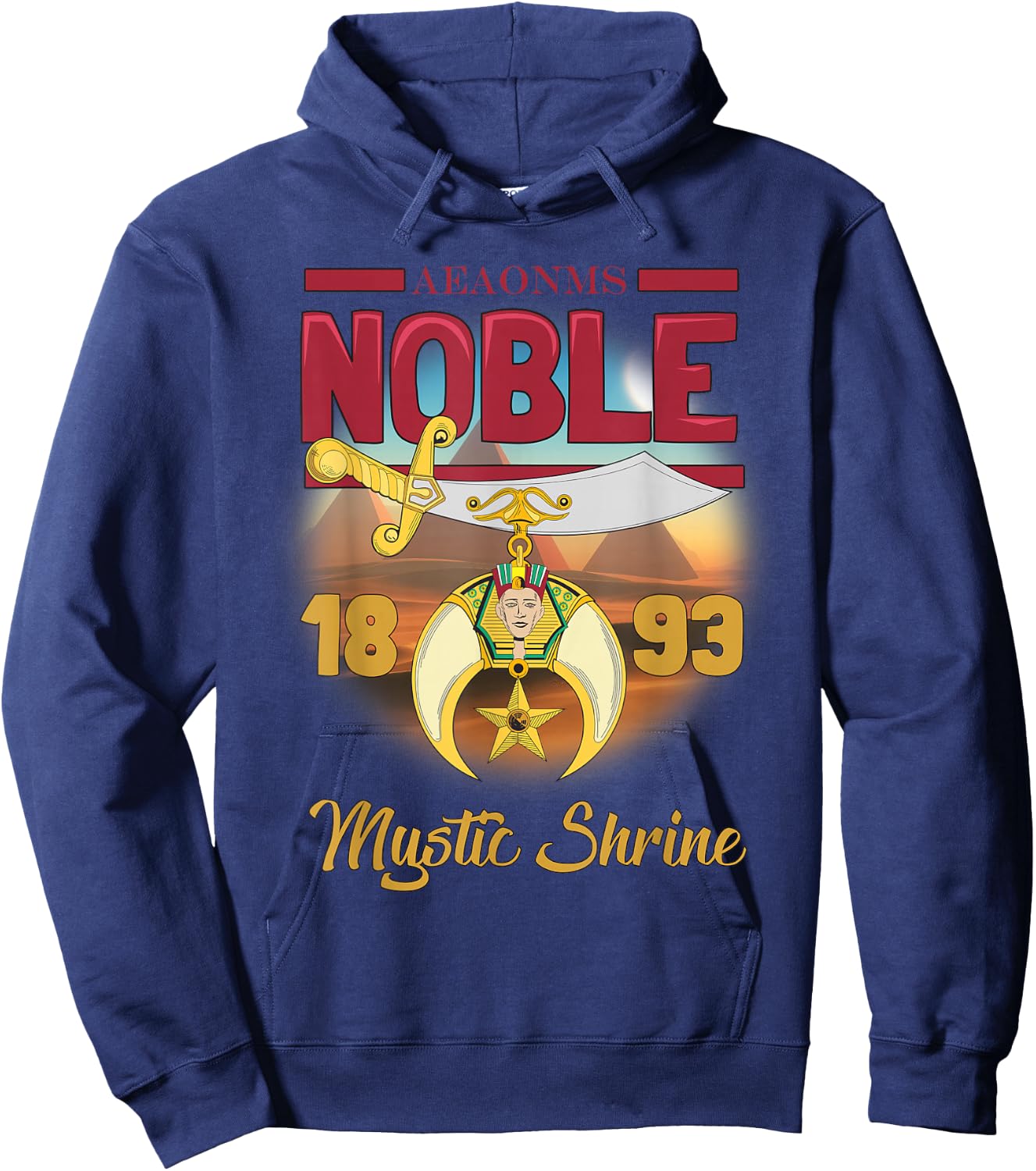 Noble 1893 AEAONMS Shrine PHA Prince Hall Shriner Hoodie - Hoodie | Navy