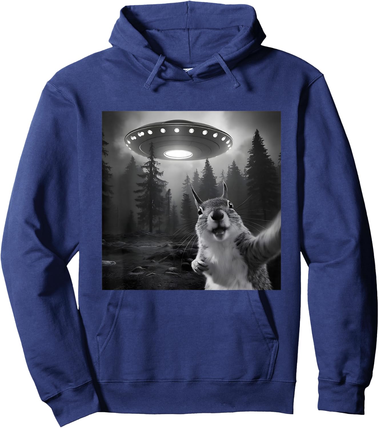 Squirrel Selfie With UFO - Funny Graphic Alien Lover Hoodie - Hoodie | Navy